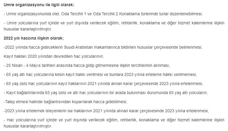 Hac 2022 ve Umre 2022 Şartları Belli Oldu - Diyanet Resmi Açıklaması Son Dakika